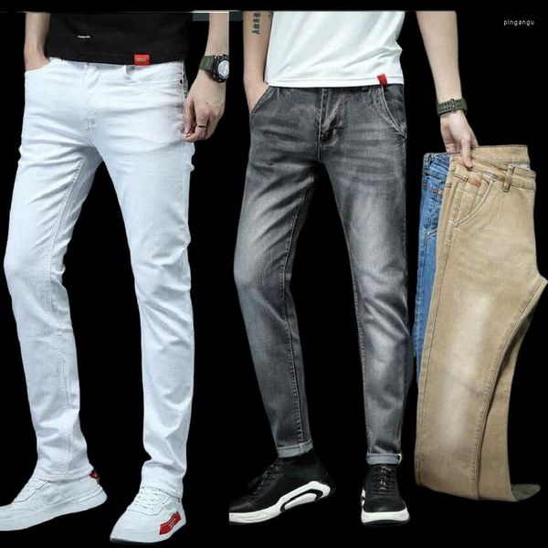 Herren Jeans Herren -dünne Mode elastische Baumwolle schlanke Jeanshose Männliche klassische farbenfrohe Streckhose