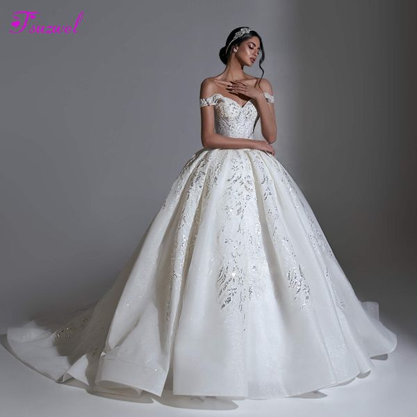 Abiti da festa Fsuzwel Romantico scollo a cuore Abito da sposa con lacci Abito da sposa Splendido applicazioni di perline Tulle scintillante Principessa da sposa 230224