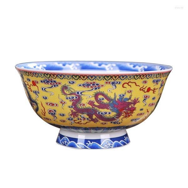 Миски керамическая бок костей Китай рисовая миска с большим раменом суп из пирожного дракона китайский антикварный посуда
