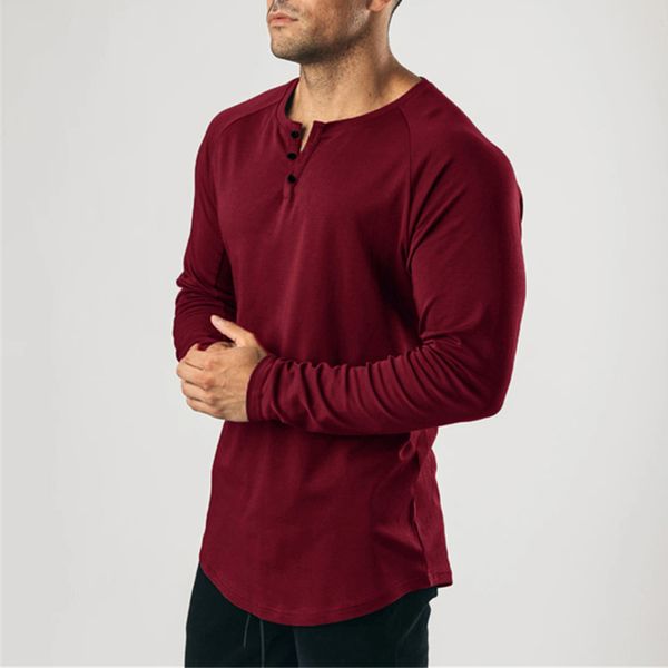 Magliette da uomo Casual palestra abbigliamento fitness maglietta uomo moda estendere hip hop Autunno manica lunga maglietta cotone bodybuilding muscolo maglietta uomo 230224