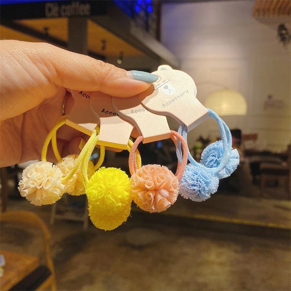 Fashion Kids Ribbon Plush Ball Hair Rope Temperament Fluffy Soft Hair Clip per bambini Copricapo 1726