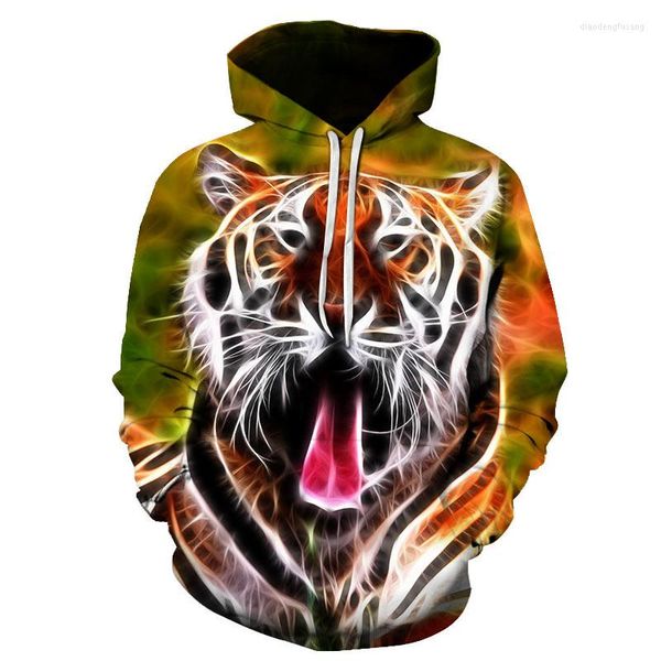 Hoodies masculinos de impressão 3D Tiger Casual Hoodie Tops All-Match Fashion S-6xl