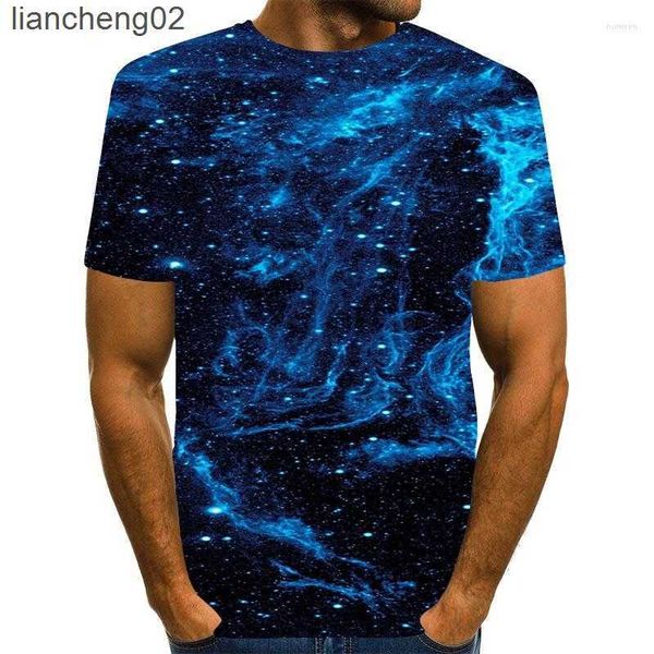 Мужские футболки Мужские футболки мужская синяя галактика Графическая 3D-печатная рубашка летние футболка