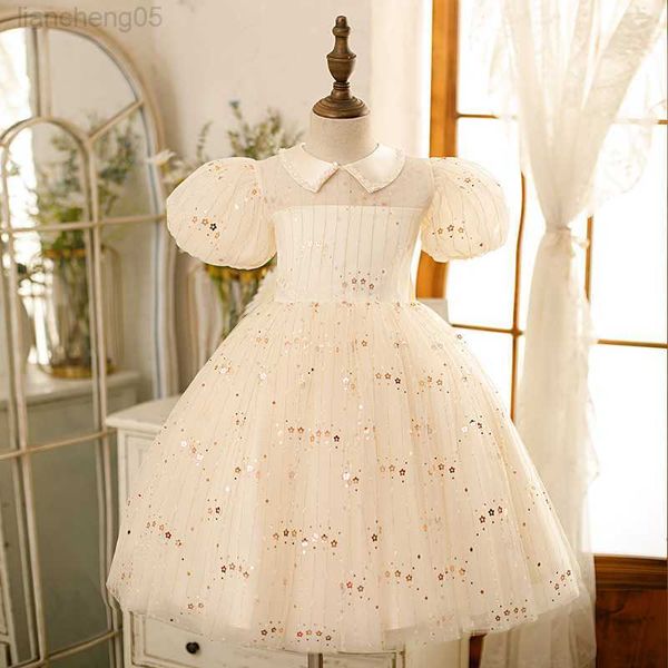 Vestidos de menina vestido de bebê coreano Menina de 1º aniversário para a bebê estrela lantejous elegantes vestidos de batismo infantil de princesa
