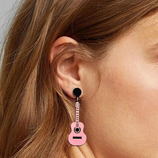 Pendientes colgantes, pendientes de guitarra creativos para hombres y mujeres, moda que combina con todo, acrílico, rosa, azul, negro, regalo para amantes de la música