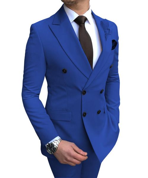 Abiti da uomo Blazer Blu 2 pezzi Slim Fit Casual Business Groomsmen Grigio Nero Smoking con risvolto per abito da sposa Blazer Pantaloni Gilet