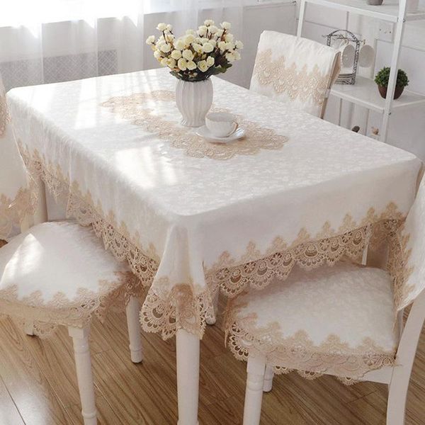 Tala de mesa de mesa Tonela de renda européia de renda retangular redonda de café Decoração de casa Toalha Runner de jantar têxtil