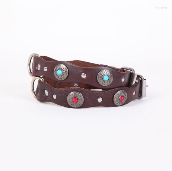 Collari per cani Collare retrò Collana etnica personalizzata per animali domestici con motivo floreale Perlina rossa verde Base per cani di grossa taglia