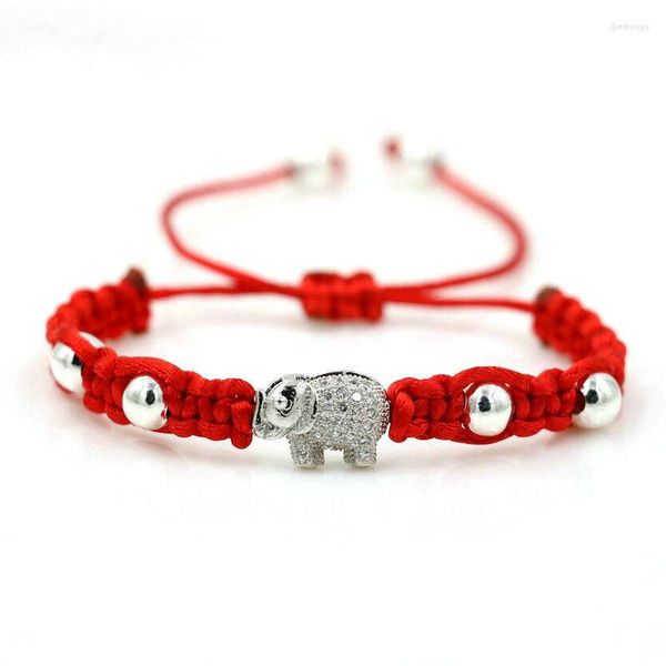 Braccialetti con ciondoli BPPCCR Mirco CZ Shiny Rhinoceros Red Rope Thread String Braiding Macrame Lucky Chakra Women Baby Girl Pulseira