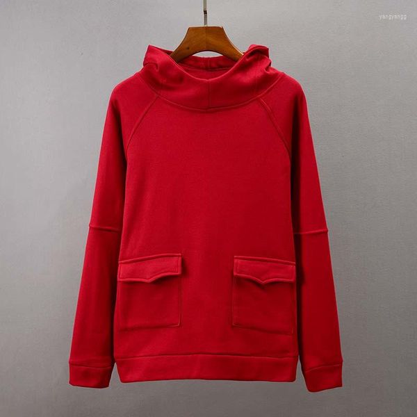 Felpe con cappuccio da uomo Uomo Autunno Inverno Manica lunga allentata Sliod Felpe con cappuccio Tuta Felpa con cappuccio Tasca Abbigliamento sportivo Natale Rosso 6Q2284