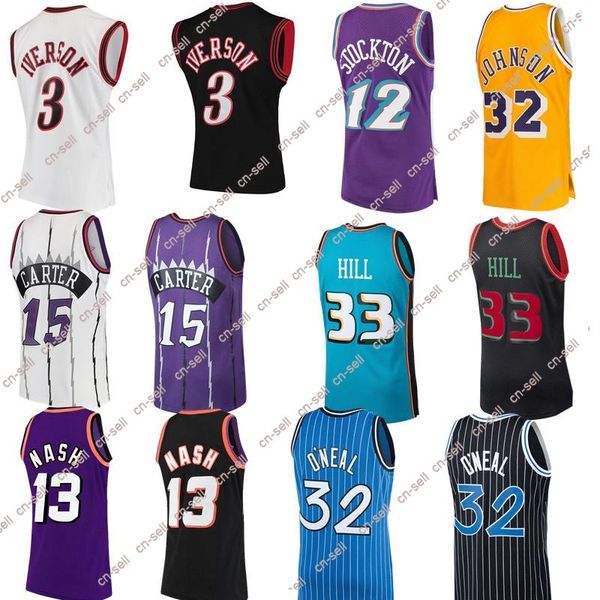 Retro Allen 3 Iverson Trikot Steve 13 Nash Grant 33 Hill John 12 Stockton Karl 32 Malone Abdul 34 Olajuwon 2023 Basketballtrikot