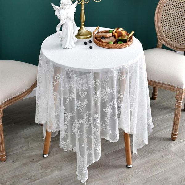 Tovaglia Bella copertura in pizzo bianco Decoro Ricamo floreale Tovaglia da buffet per feste di matrimonio Tappezzeria per tende extra large