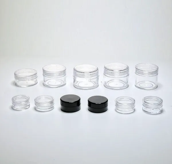 Frascos clássicos amostra cosmética recipiente vazio 5 ml de plástico tampa de parafuso de panela tampa pequena garrafa de 5g para maquiagem pregos de sombra 1 3 5 10 20 30 gramas