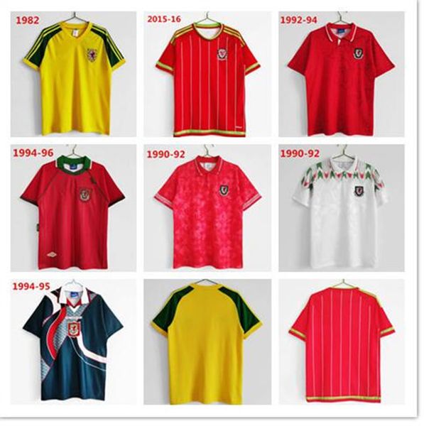 Galler Retro Gömlek Galler Klasik Futbol Gömlek 1976 1982 1991 93 94 95 96 98 2000 2002 Giggs Hughes Bale Rush Boden Hız