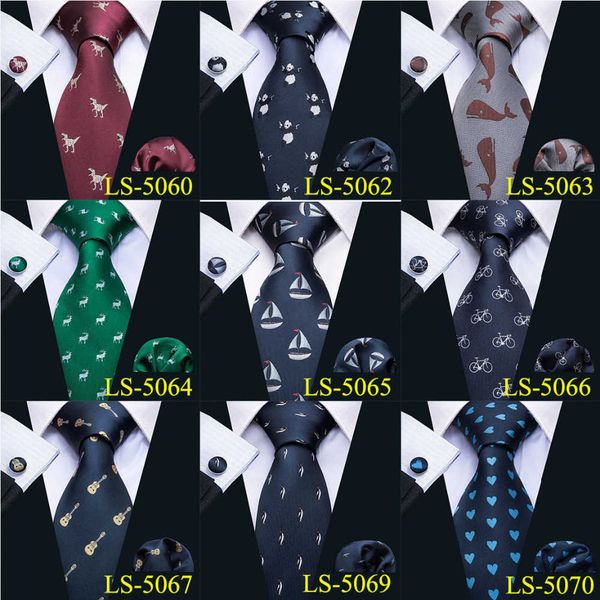 Cravatte da uomo 85cm Cravatta da uomo Fashion Cartoon Cravatta 9 Disegni 100 Cravatte di seta per uomo BarryWang Business Style Dropshipping Cravatta Set LS09
