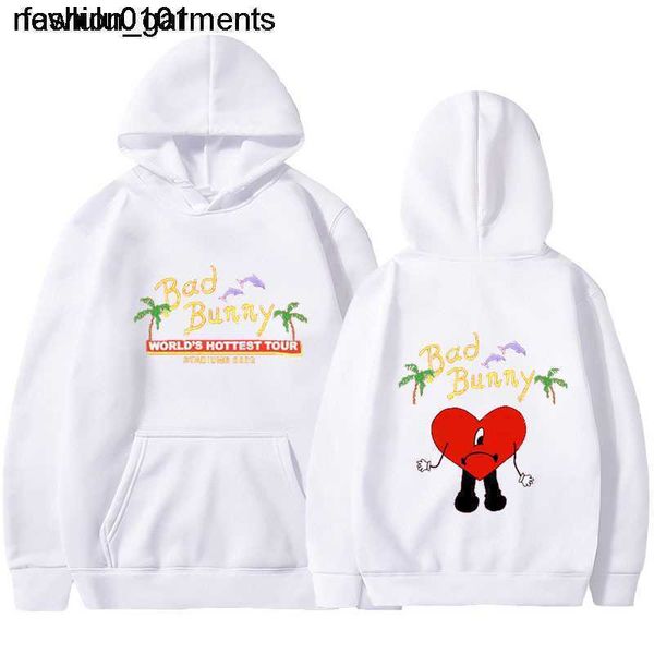 Tasarımcı Erkek Hoodies Sweatshirts Yeni Kötü Tavşan Anime Baskı Şık Erkekler Günlük Kapüşonlu Sweater