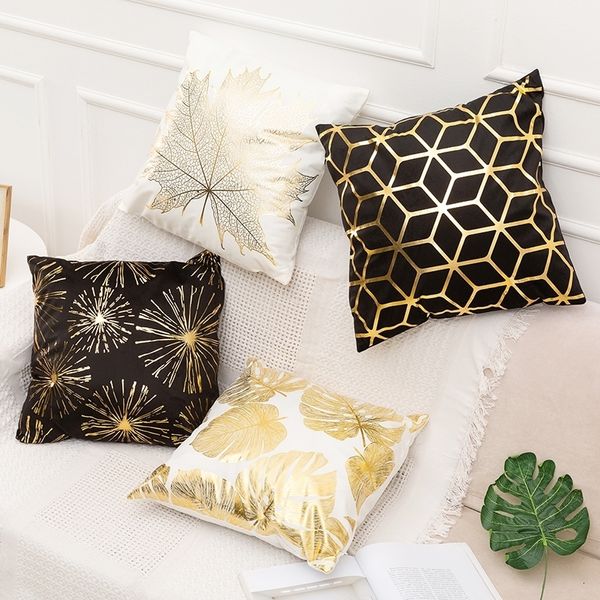 Caso de travesseiro Ruldgee Gold Cushion Cover preto e branco sofá decorativo S Slip de Natal para Nap 230224