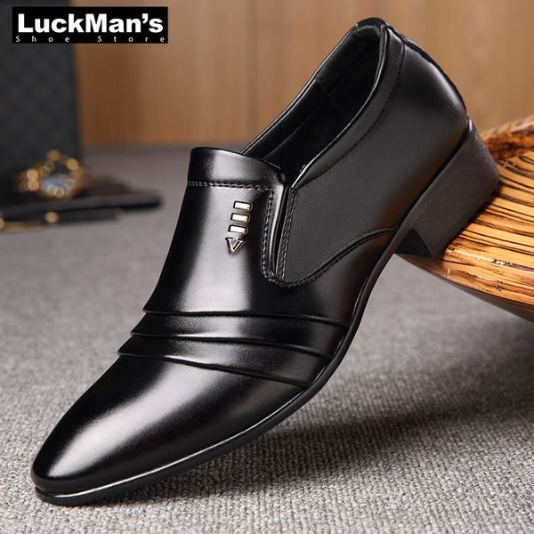 Scarpe per abiti Luckman Mens PU Leather Fashion Men Business Moca