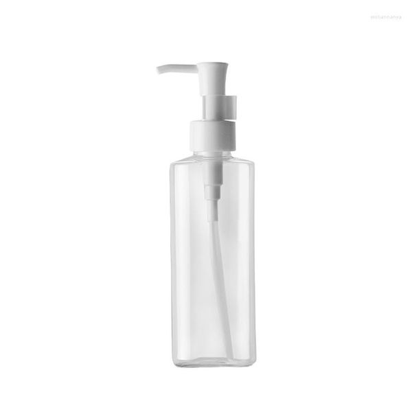 Бутылки для хранения 150 мл масла волос Оптовая прозрачная пластиковая плоская пустого насоса для шампуня дезинфицирующее средство