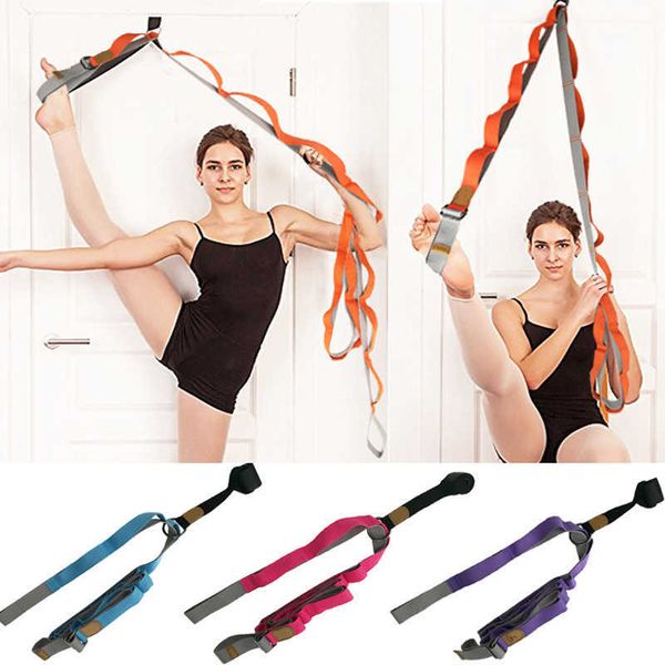 Yoga Stripes Door Flexibility Trainer Legs Stretch Belt Gymnastik Stretching Stretcher Slackline Belt For Ballet Cheer Dance Yoga Strap Rope J230225