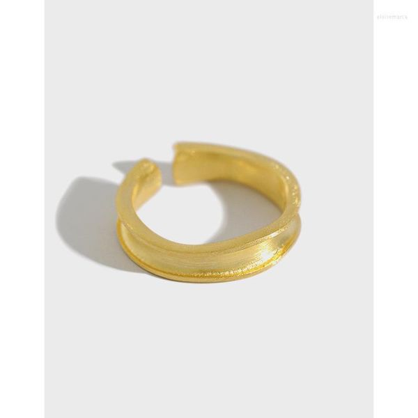 Cluster-Ringe, koreanischer Ring aus S925-Sterlingsilber, schlicht, unregelmäßig, konkav, erhaben, matt gebürstet, personalisiert