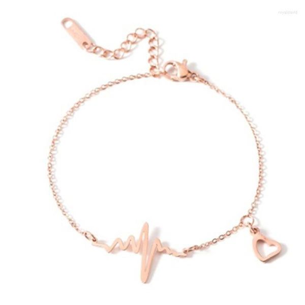 Неклеты Dainty Heart Anklet Femme из нержавеющей стали розовое золото цвет экг щиколотковая цепь.