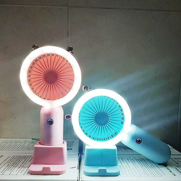 Elektrikli Fanlar Taşınabilir Fan Üç Hızlı USB Şarj Edilebilir Mini Fan Ev Ve Seyahat İçin Elektrikli El Fanları Kamp Gece Lambası Soğutucu