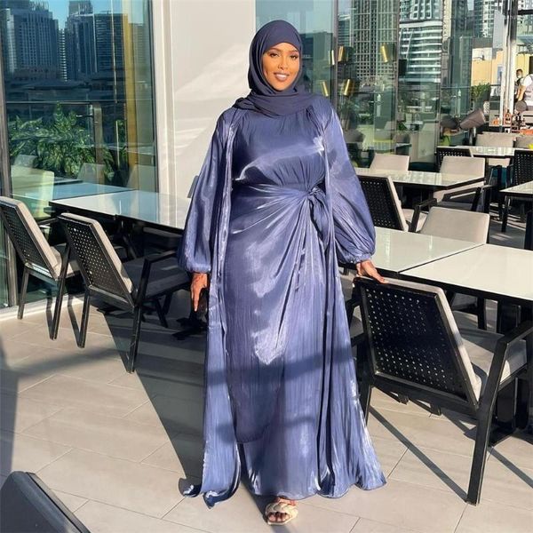 Ethnische Kleidung neueste Design Frauen Islamische Abaya Mode dünne Shinny Polyester Dubai Muslim Kleid