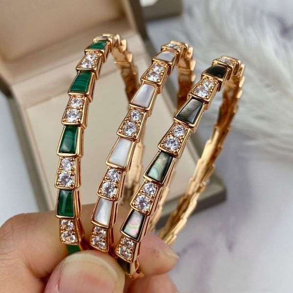 Bangle 925 Silver Goldplated European и American Senior Fritillary Snake Bone Bracelet Ladies Fashion Trend Trend Brand Gired 230225