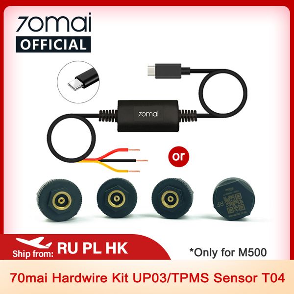 70mai Hardwire Kit UP03 Nur für 70mai M500 70mai Auto-Reifendruckkontrollsystem Externer TPMS-Sensor T04 Reifendruckwarnung