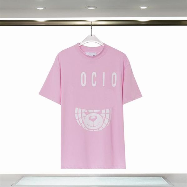 Camiseta pólo de chá feminina, designer famoso, algodão puro, animal estampado, casal de urso fofo, o mesmo vestido de verão da moda casual