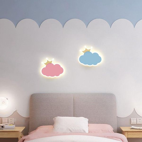 Wandlampen kreative Kronenwolkenlicht für Kinder Baby Kinder Mädchen Jungen Schlafzimmer Beleuchtung rosa blau weiße Metallmontage Lampewall