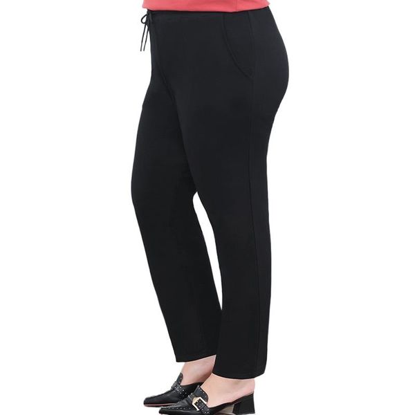 Pantaloni da donna Capris Pantaloni casual neri da donna da 3XL a 7XL Plus Size dritto a vita alta elastico da ufficio lungo TQK5038