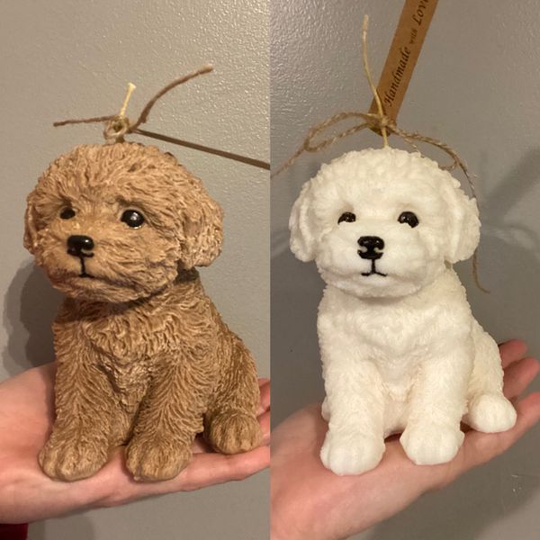 Pişirme Kalıpları 16cm Köpek Mum Kalıp Hayvan Teddy Puppies soya balmumu silikon kalıp d55 230224