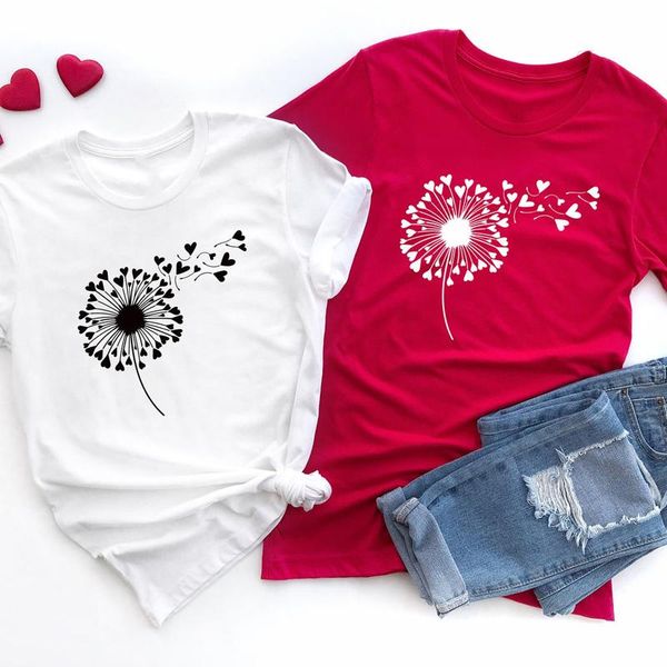 T-shirt da donna Dandelion Spread Love Estetica Wildflower Inspirational Top Tee Shirt Funny Women San Valentino Tshirt
