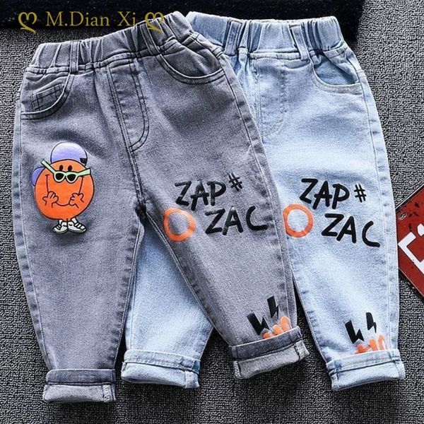 Jeans bebê menino menino primavera outono moda criança elástica cintura calça jeans algodão macio para meninos crianças 12m 7y 230224