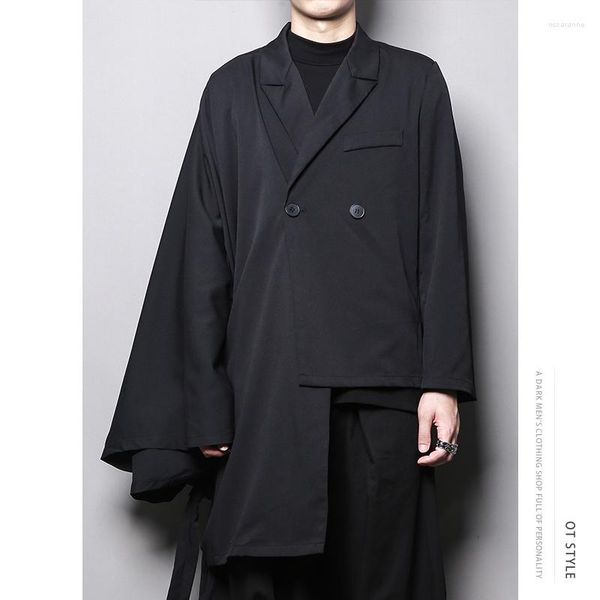 Herenkostuums Asymmetrisch halflang pak voor heren Japanse stijl Gepersonaliseerde modetrend Design Sense Catwalk losse jas