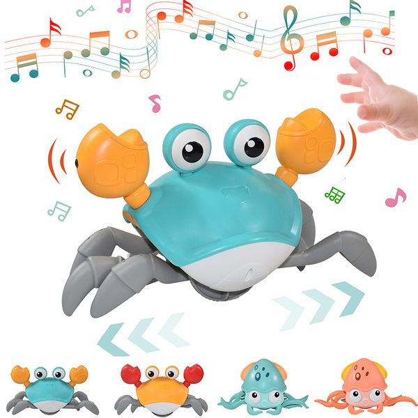 Electric/RC Animals Kids Indução Escape Crab Octopus Toy Rastrening Baby Pets Electronic Toys Musical Criança Educacional Motor Moving Toy Christmas Gift 230225