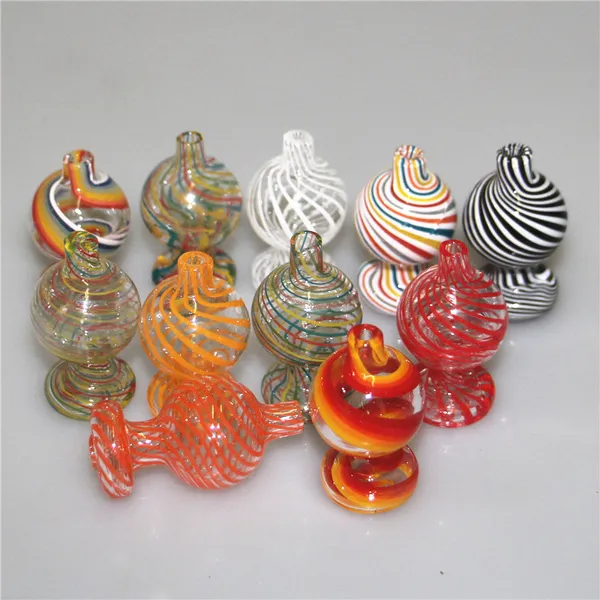 25mm OD Colorful Glass Bubble Carb Caps per Flat Top Quartz Banger Nails Silicone Dab Nettare Tubi d'acqua Bong Pipe Rigs