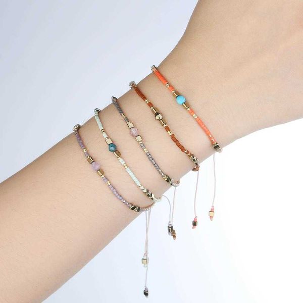 Cadeia de link Kelitch Fashion Charm Jewelry Jewelry New Miyuki Seed Breaded Bracelet para mulheres feitas à mão Bangle colorida Amigos Presentes de amizade G230222