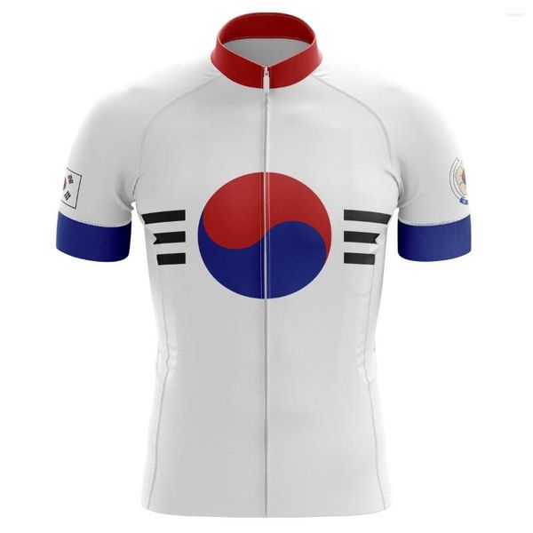 Giacche da corsa Maglia da ciclismo con bandiera della Corea del Sud Pro Team da uomo Manica corta Camicia da bici da strada Abbigliamento Mtb estivo