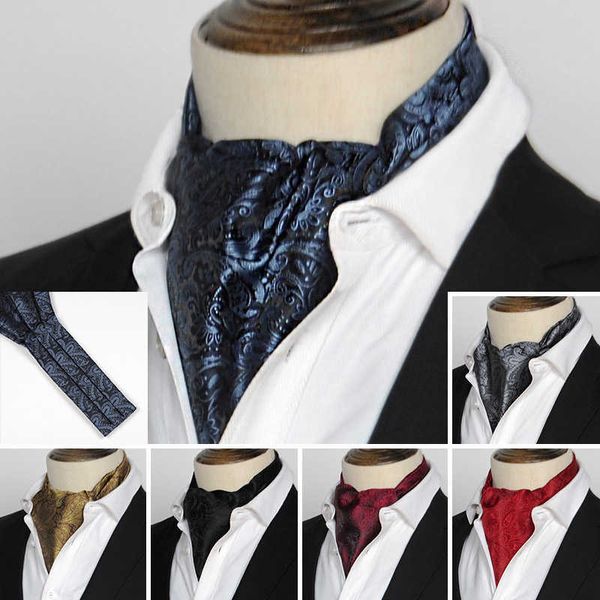 Pescoço amarra os homens do casamento vintage Cravat Cravat AScot ASCLINGE AUTO BRITÂNICO British Gentleman Polyester Paisley Pesh Neck Tie Luxury