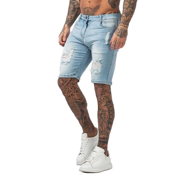 Shorts masculinos gingtto shorts de jeans de verão de verão clássico clássico jeans skinny fit algodão confortável tecido dk40 l230225