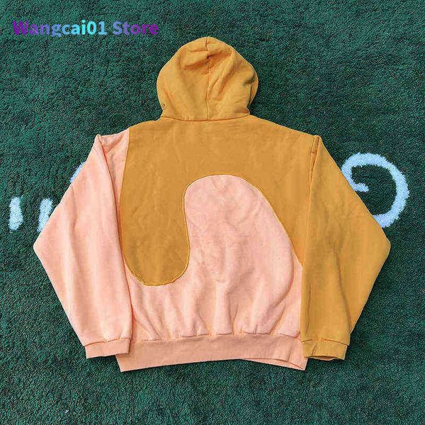 Herren Hoodies Sweatshirts Übergroße Hoodie Sweatshirts High Street Patchwork Männer Frauen Fleece Opa ERL Sweatshirt 0225H23