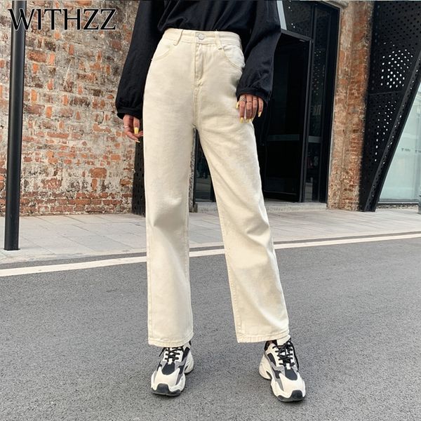 Damenjeans WITHZZ Frühling Herbst Jeans mit weitem Bein Damen Jeans mit hoher Taille Retro Loose Droop Straight Hose Jeans 230225