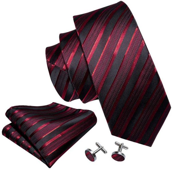 Boyun bağları Yeni erkek lüks boyun kravat İş Kırmızı çizgili 100 ipek kravat seti barrywang moda tasarımı boyun giysisi dropshipping ls5022