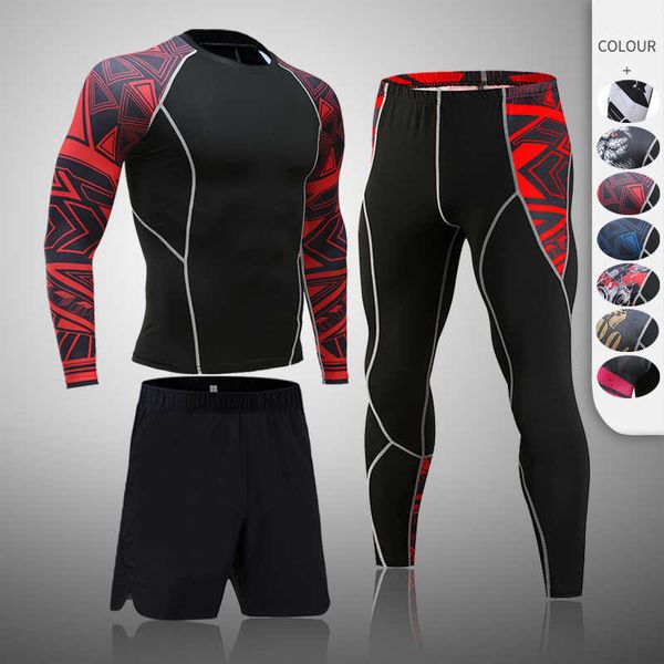 Tute da uomo Set Abbigliamento uomo Maglia a maniche lunghe da corsa Bodybuilding TShirt Leggings a compressione Strato base Intimo termico seconda pelle Z0224