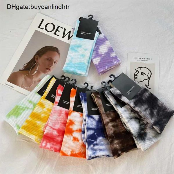 Krawatte Färben Mode Sport Herrensocken Klassische Hakenmarke Mittlere Röhre Feste Männer Frauen Basketball Schweißabsorbierende Atmungsaktive Kurze Bootssocke Luxus XQA8