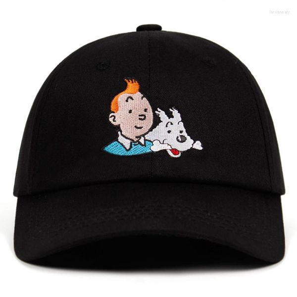 Caps de bola Cotton Tintin Papai Hat chapéu bordado Base de beisebol Capinha personalizada Back unissex Aventuras ajustáveis ​​De Snapback Chapéus