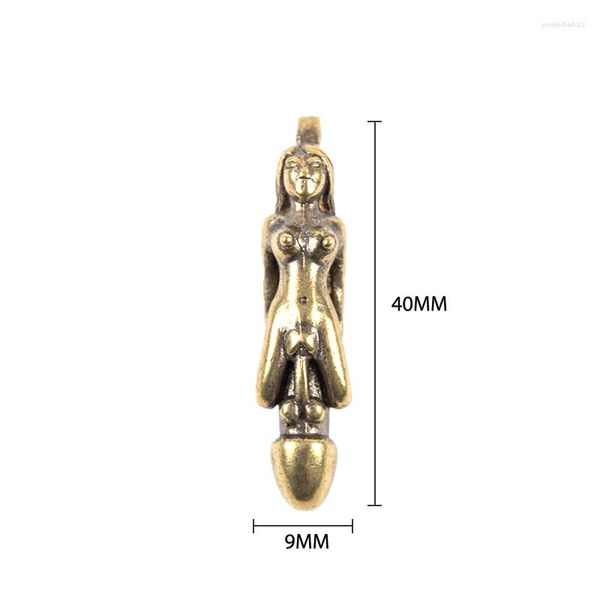 Portachiavi in ​​ottone nudo femmina mini maschio pinis a sospensione di gioielli in metallo portachiavi in ​​rame in metallo